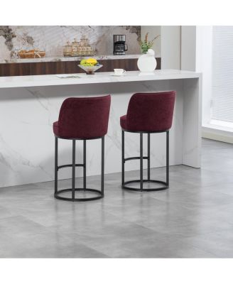 Streamdale Counter Height Bar Stools Set of 2, Modern Barrel Counter Stools with Backrest