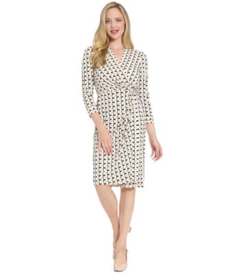 London Times Petite Faux Wrap Midi Dress - Macy's