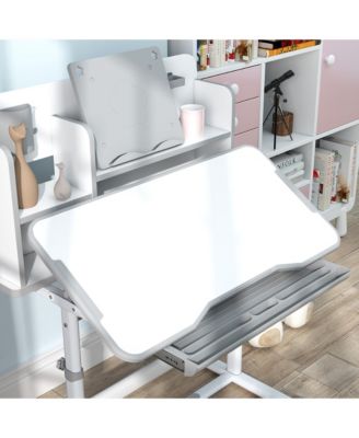 Height Adjustable Kids Desk and Chair Set w/ Reading Rack,