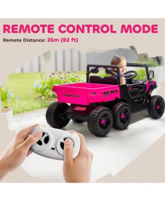 24V 4WD Kids Ride On Car with 6 Wheels and Dump Bed,