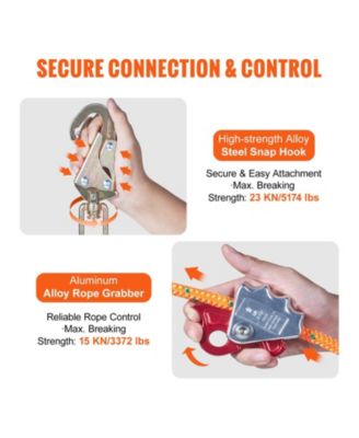 1/2" x 8' Steel Core Arborist Flipline, Tree Climbing Flip Line with Alloy Steel Snap Hook, Aluminum Carabiner, Tool Lanyard