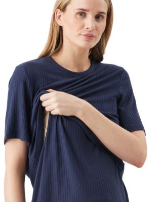 Maternity Ripe Mike Rib Nursing Top Navy