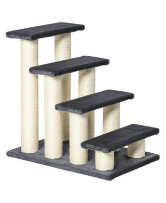 Gray 4-Step Stair Shaped Cat Tree for Indoor Cats & Dogs
