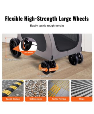 4-Wheels Kitten Stroller Carrier, 160lbs Weight Capacity Portable