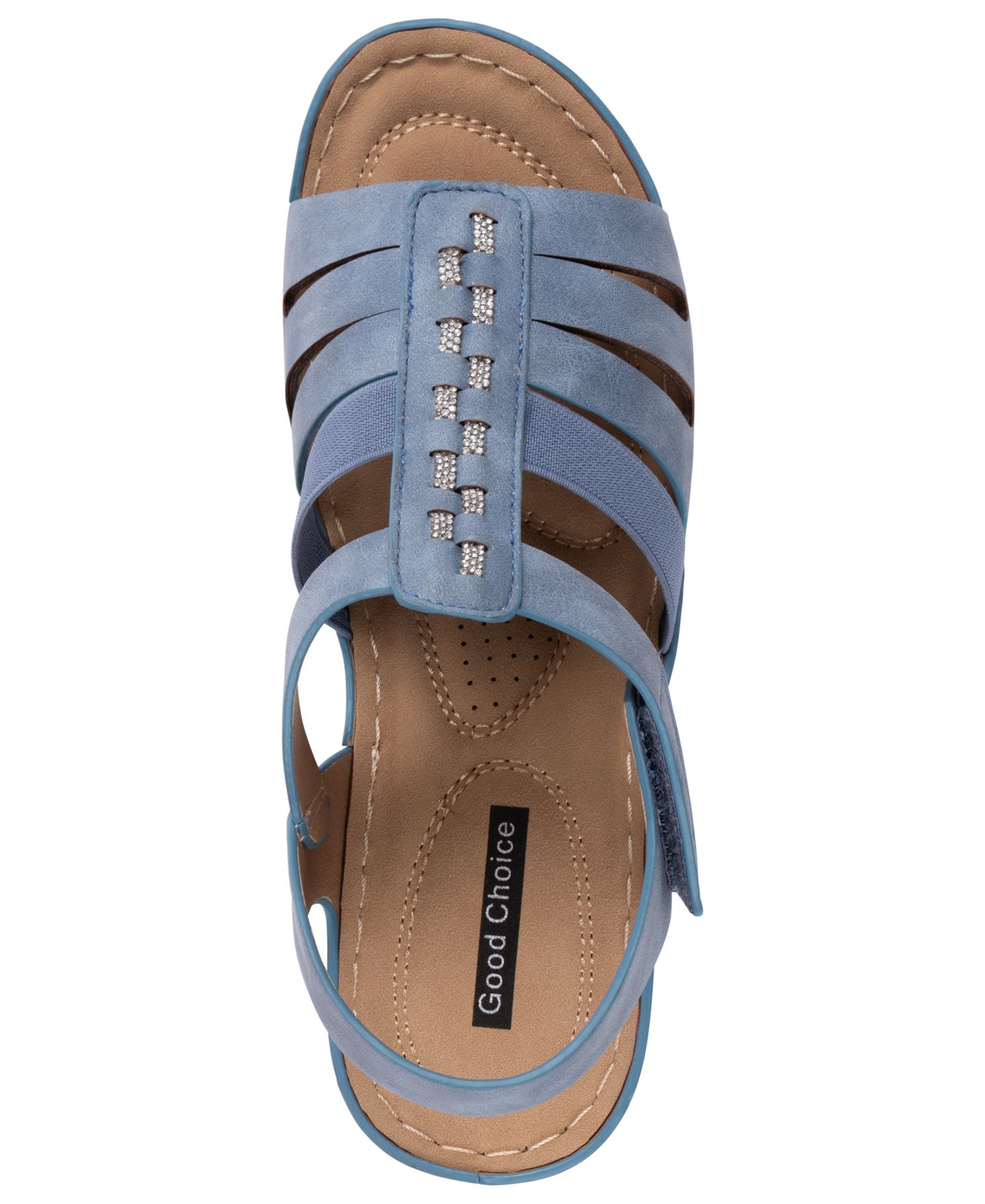 Женские сандалии GC Shoes Yuna Strappy Round Toe Wedge, цвет: Синий — фото 4