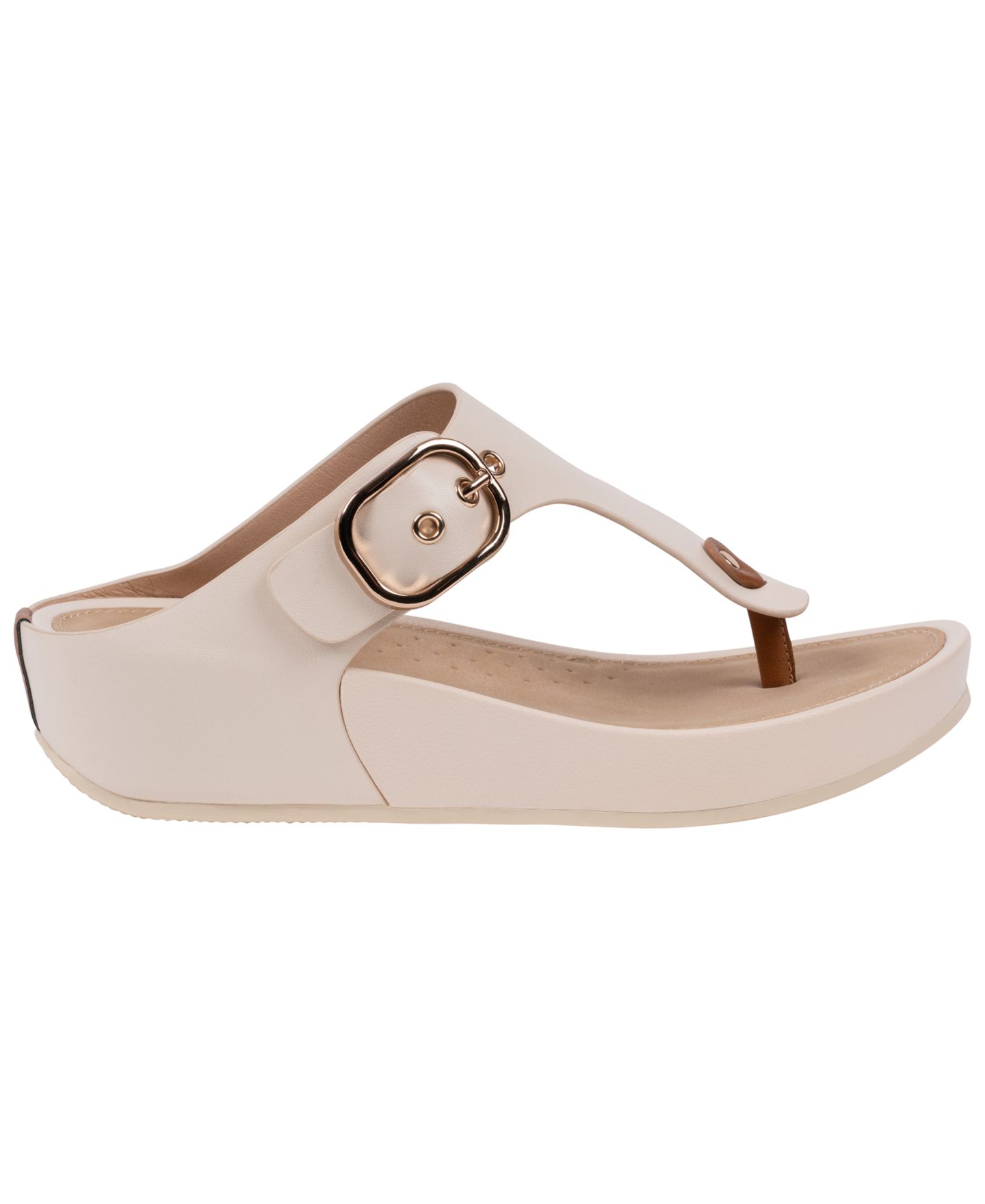 Женские сандалии GC Shoes Rhodes Thong Round Toe Wedge, цвет: Бежевый — фото 2