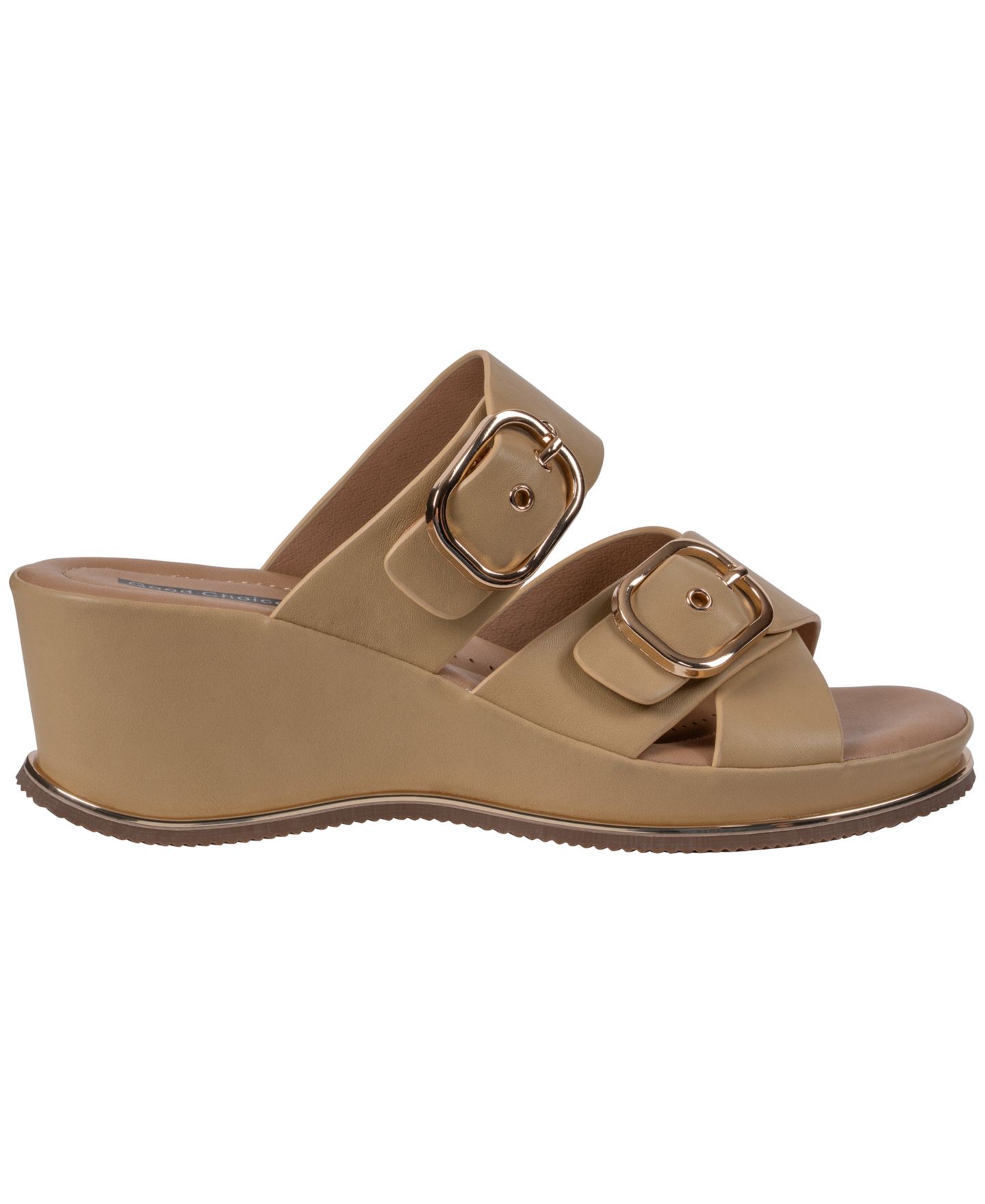 Женские сандалии GC Shoes Olana Buckle Round Toe Wedge, цвет: Бежевый — фото 2