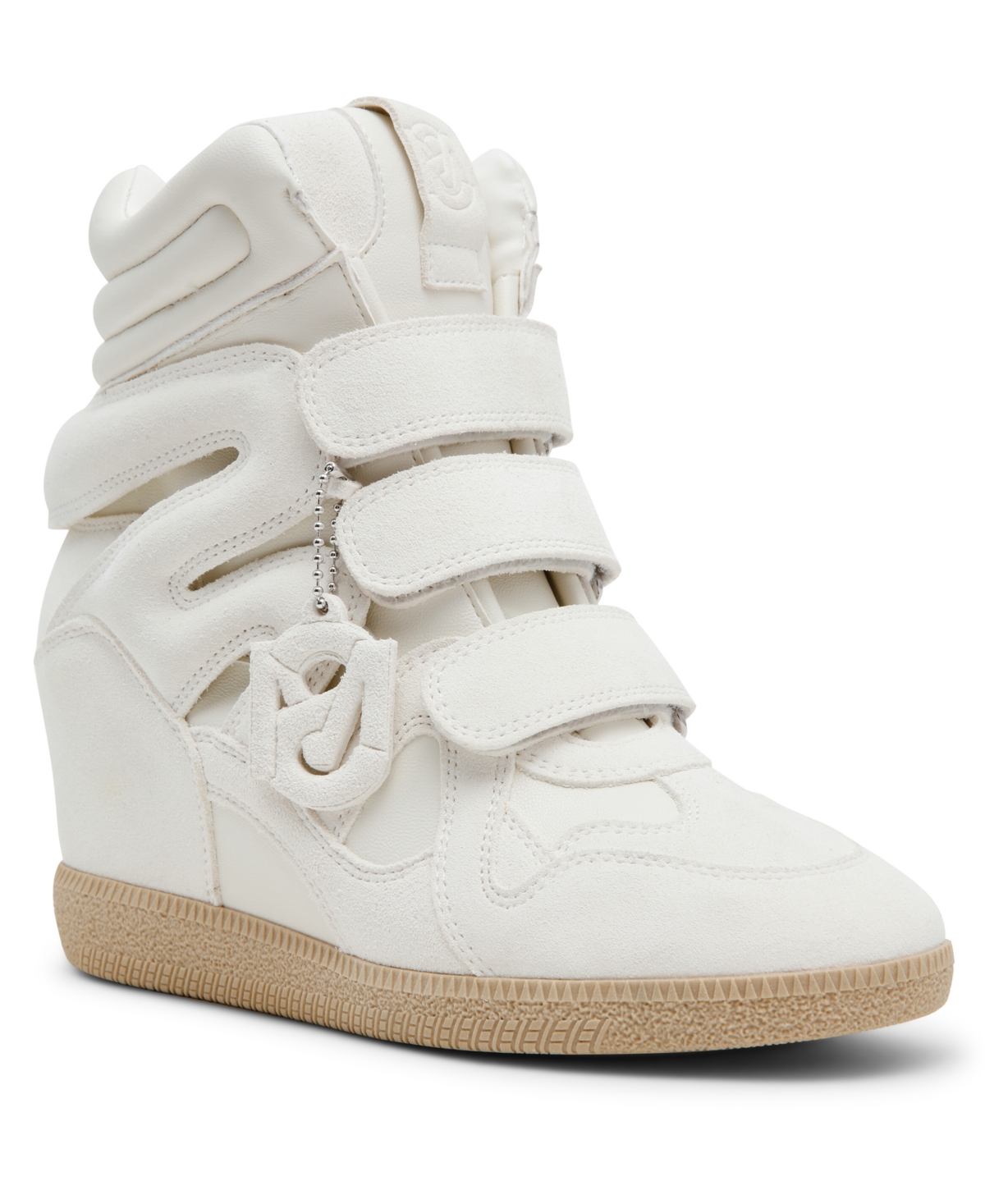 Steve Madden Women's Mavis High-Top Lace-Up Wedge Sneakers - White Suede Multi