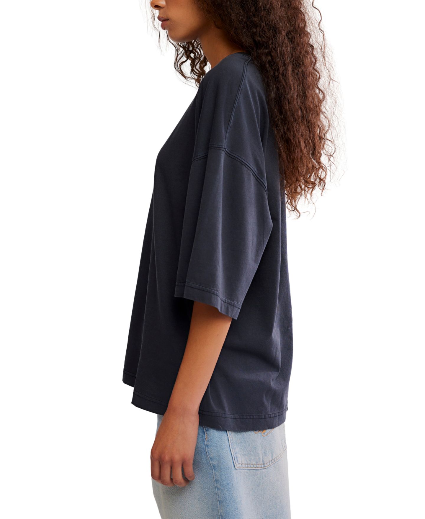 Женская футболка Free People Perfect Oversized Crewneck, цвет: Чёрный — фото 3