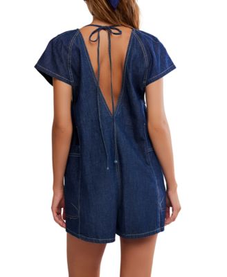 Women's Free Fall V-Neck Denim Romper