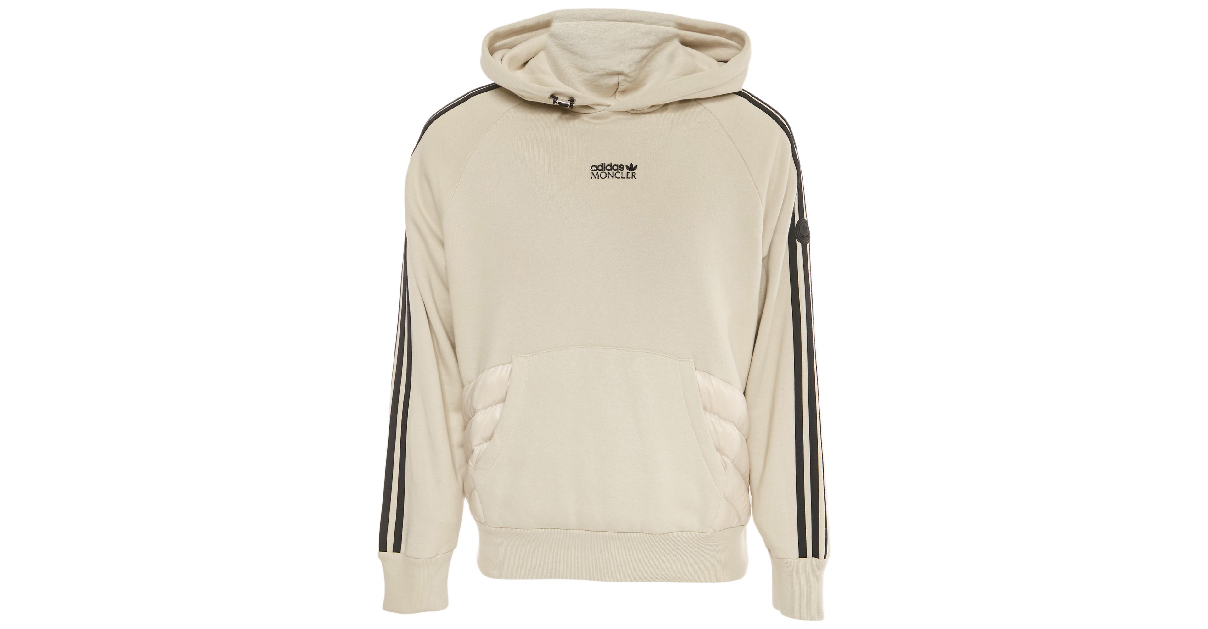 Pre-Owned Moncler Men's X Adidas Grey Cotton And Puffer Trim Hoodie