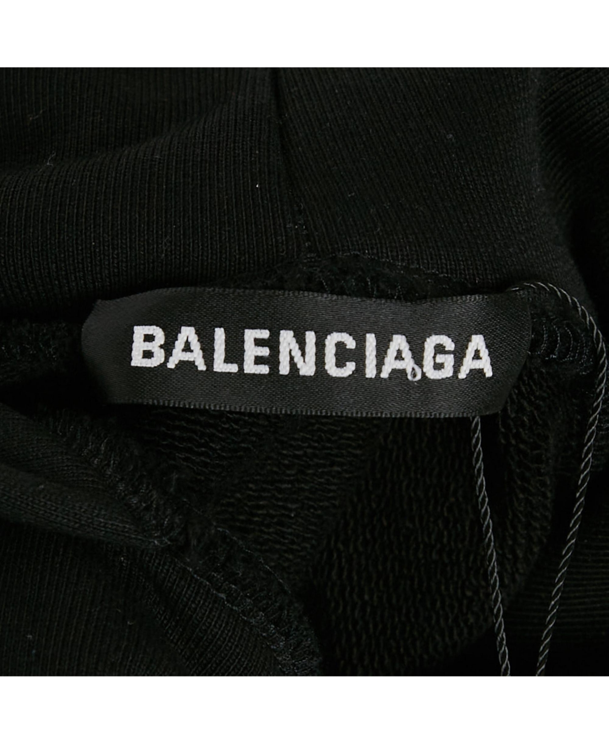 Pre-Owned Balenciaga Men's Black Logo Print Cotton Oversize Hoodie