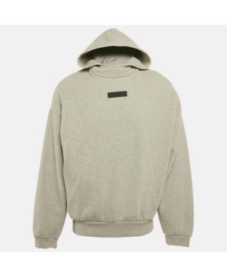 Men's Pre-Owned Essentials Fear Of God Grey Logo Patch Cotton Hoodie