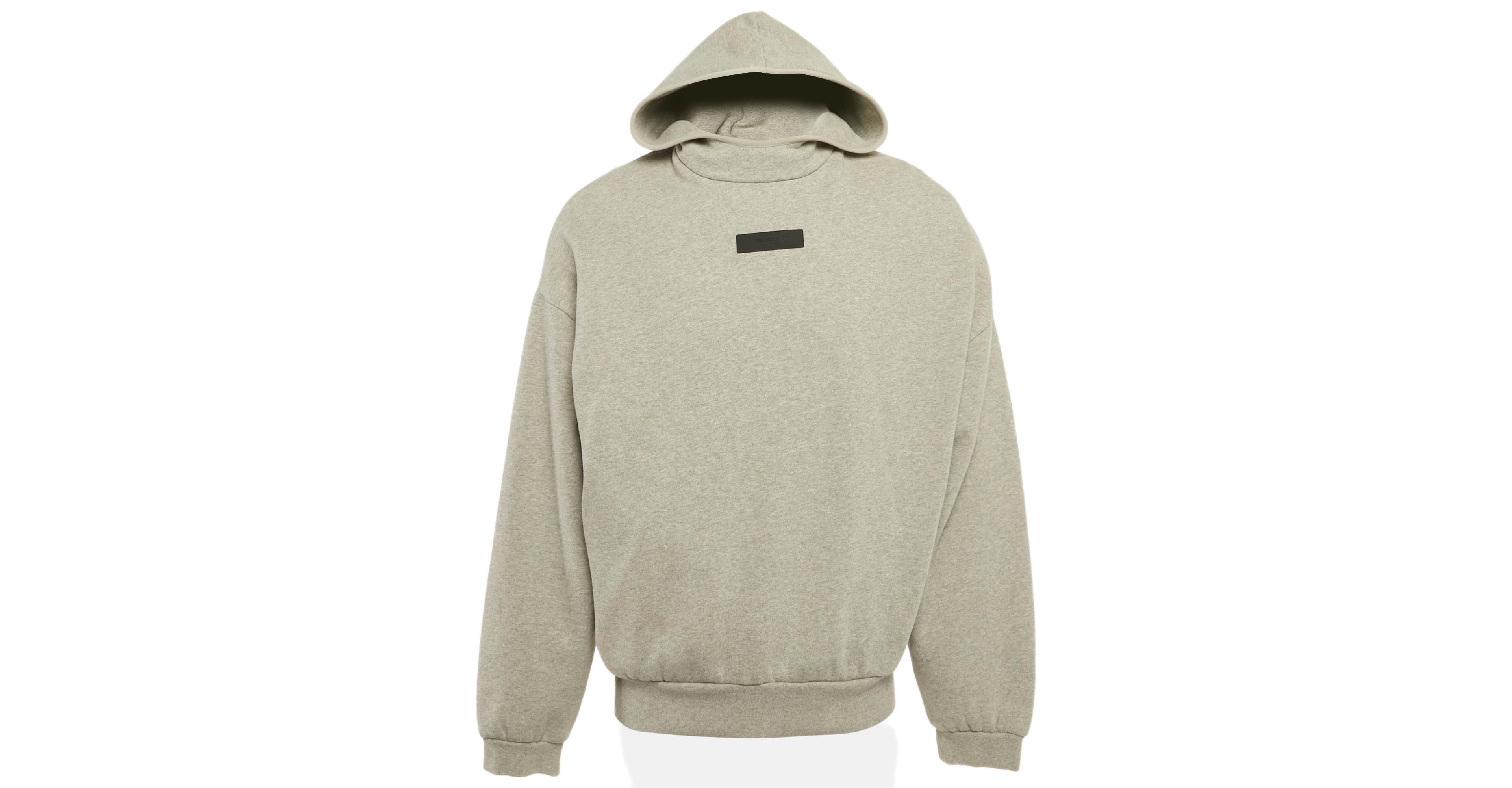 Pre-Owned Fear Of God Men's Pre-Owned Essentials Fear Of God Grey Logo Patch Cotton Hoodie