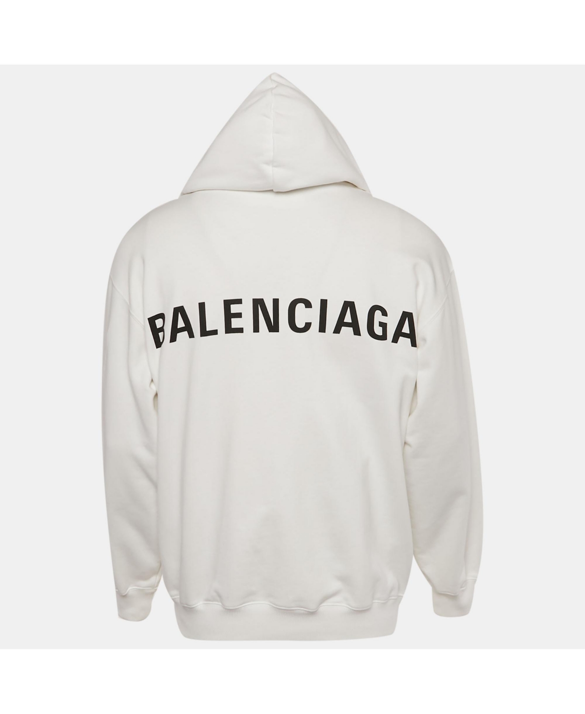Pre-Owned Balenciaga Men's White Logo Print Cotton Oversize Hoodie