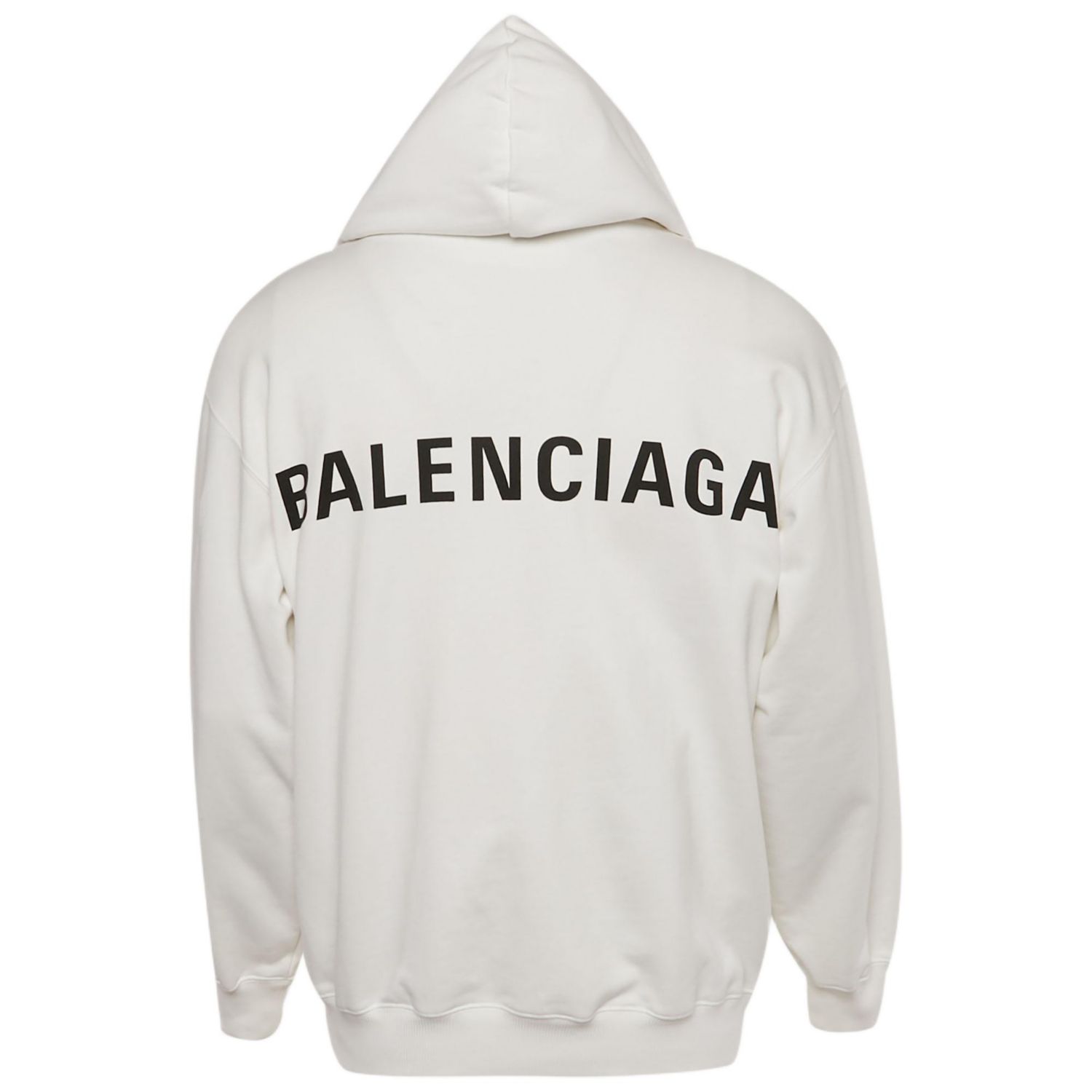 Men's White Logo Print Cotton Oversize Hoodie