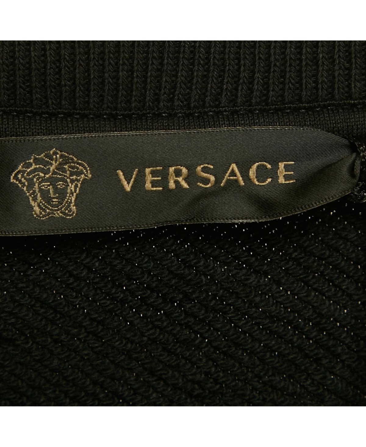 Pre-Owned Versace Men's Black Medusa Head Printed Cotton Knit Pullover