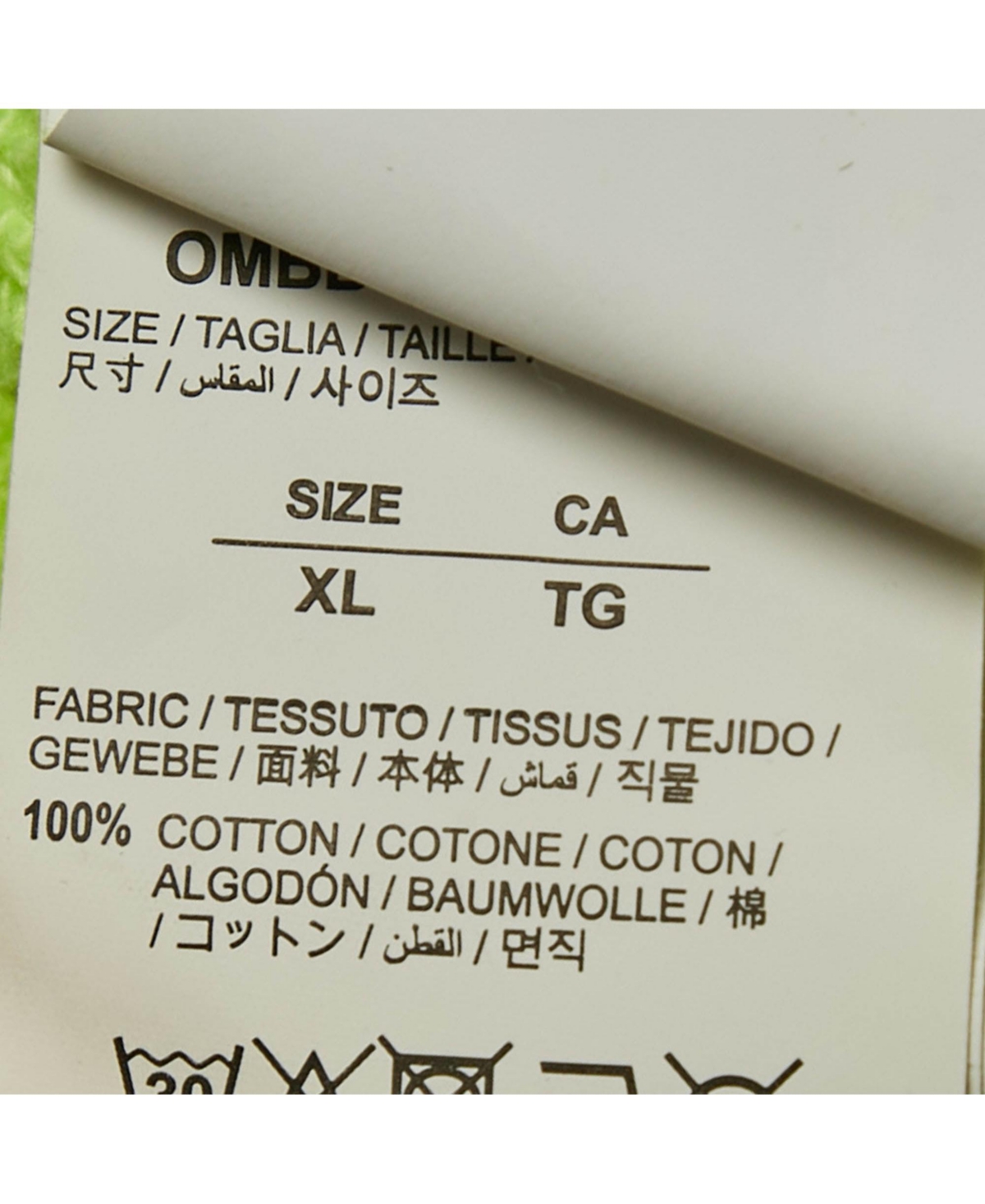 Pre-Owned Off-White Men's Neon Green Tape Embroidered Cotton Hoodie