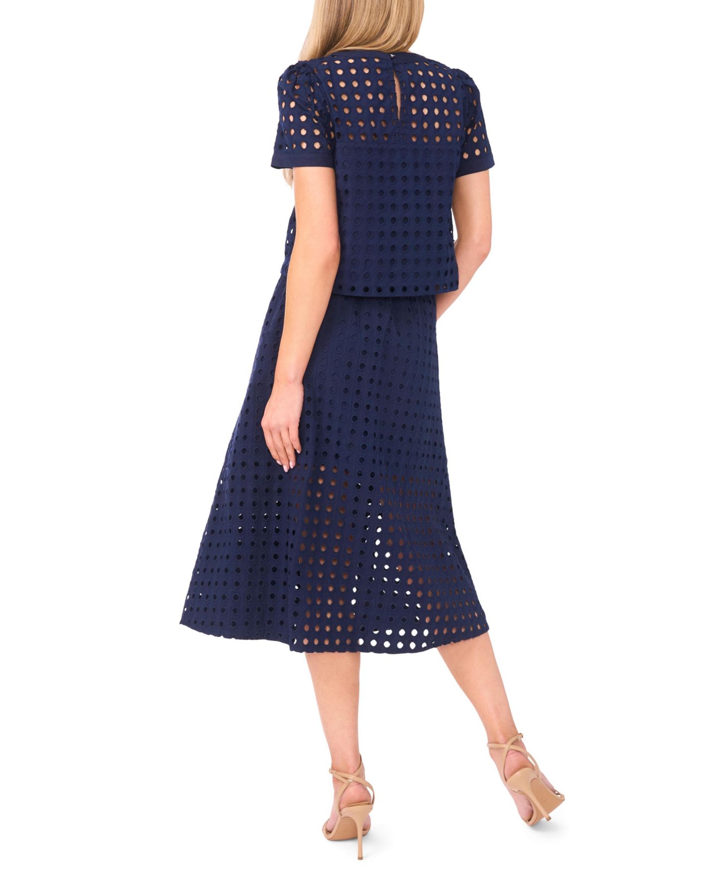 Женский топ CeCe Short-Sleeve Circle Eyelet, цвет: Тёмно-синий — фото 5