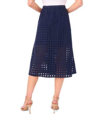 Women's Circle Eyelet Midi Skirt