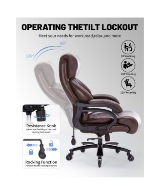 600LBS Heavy Duty Office Chair, Big & Tall, High Back Executive Desk Chair with Pocket Spring Cushion