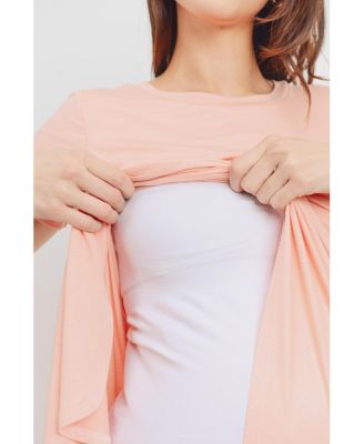 Maternity Short Sleeve Layered Wrap Nursing Top