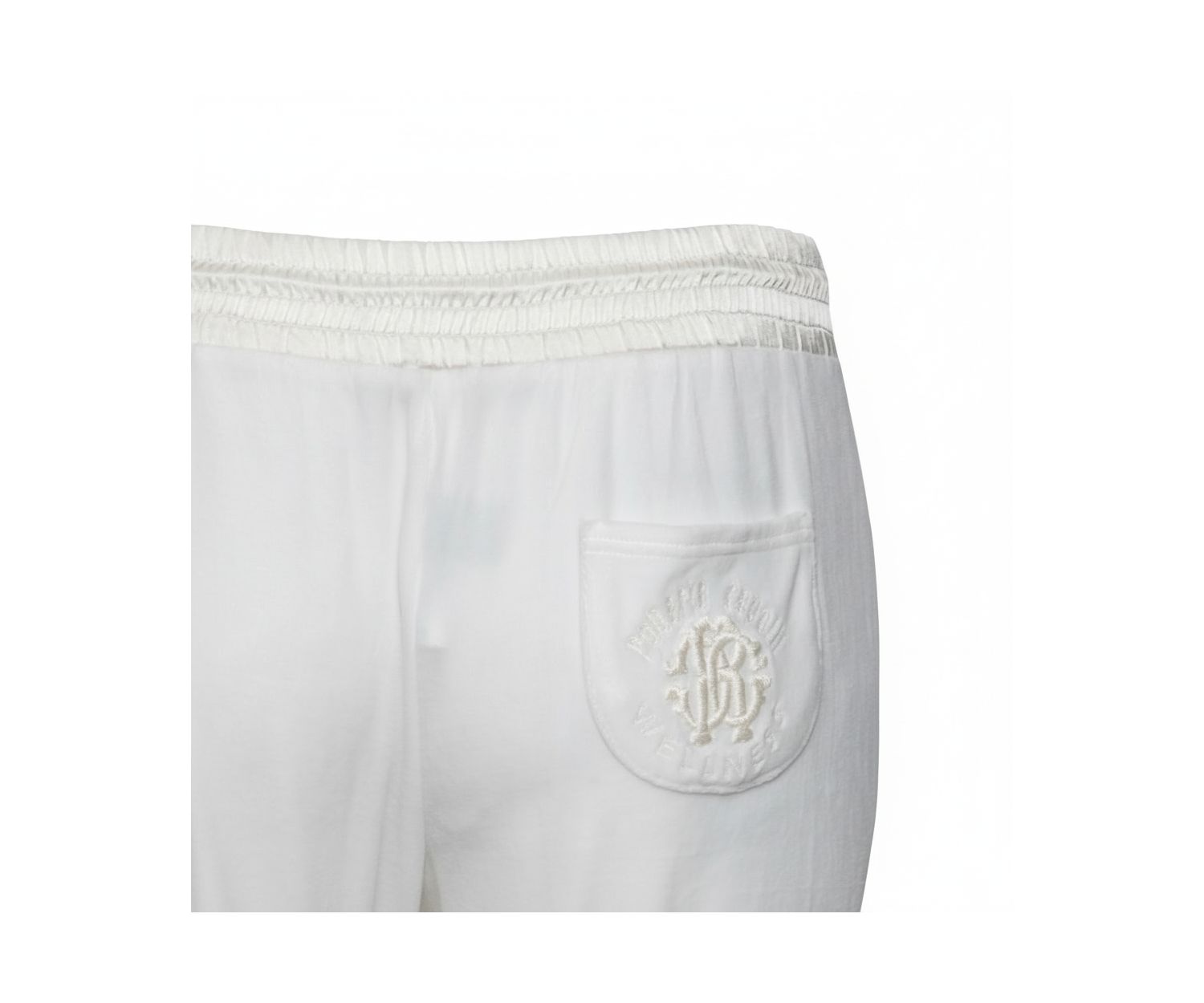 Women's White Cotton Rib Knit Detailed Cropped Joggers