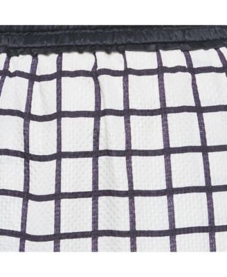 Women's Etoile White Windowpane Silk Skirt