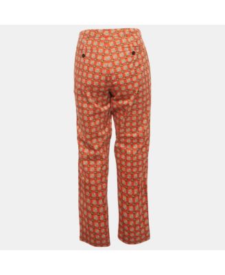 Women's Bright Red Cotton Archive Print Pat Hanover Cigarette Pants