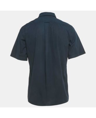 Men's Navy Blue Cotton Short Sleeve Shirt