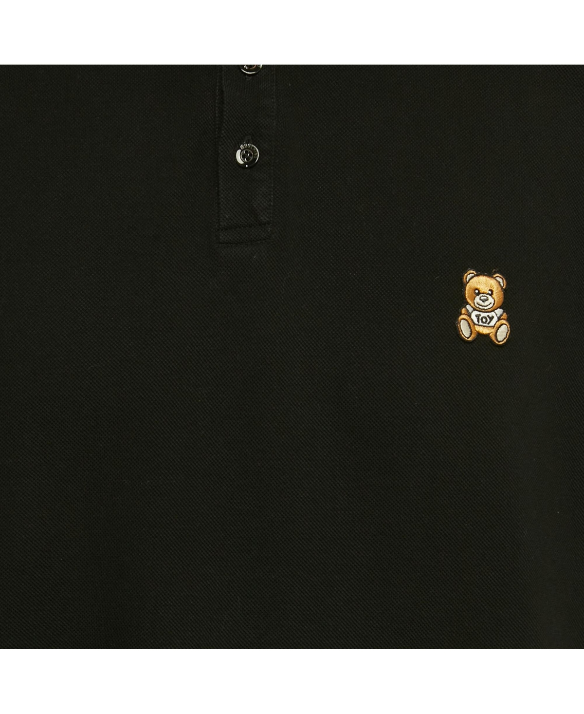 Pre-Owned Moschino Men's Black Teddy Applique Cotton Knit Polo T-Shirt