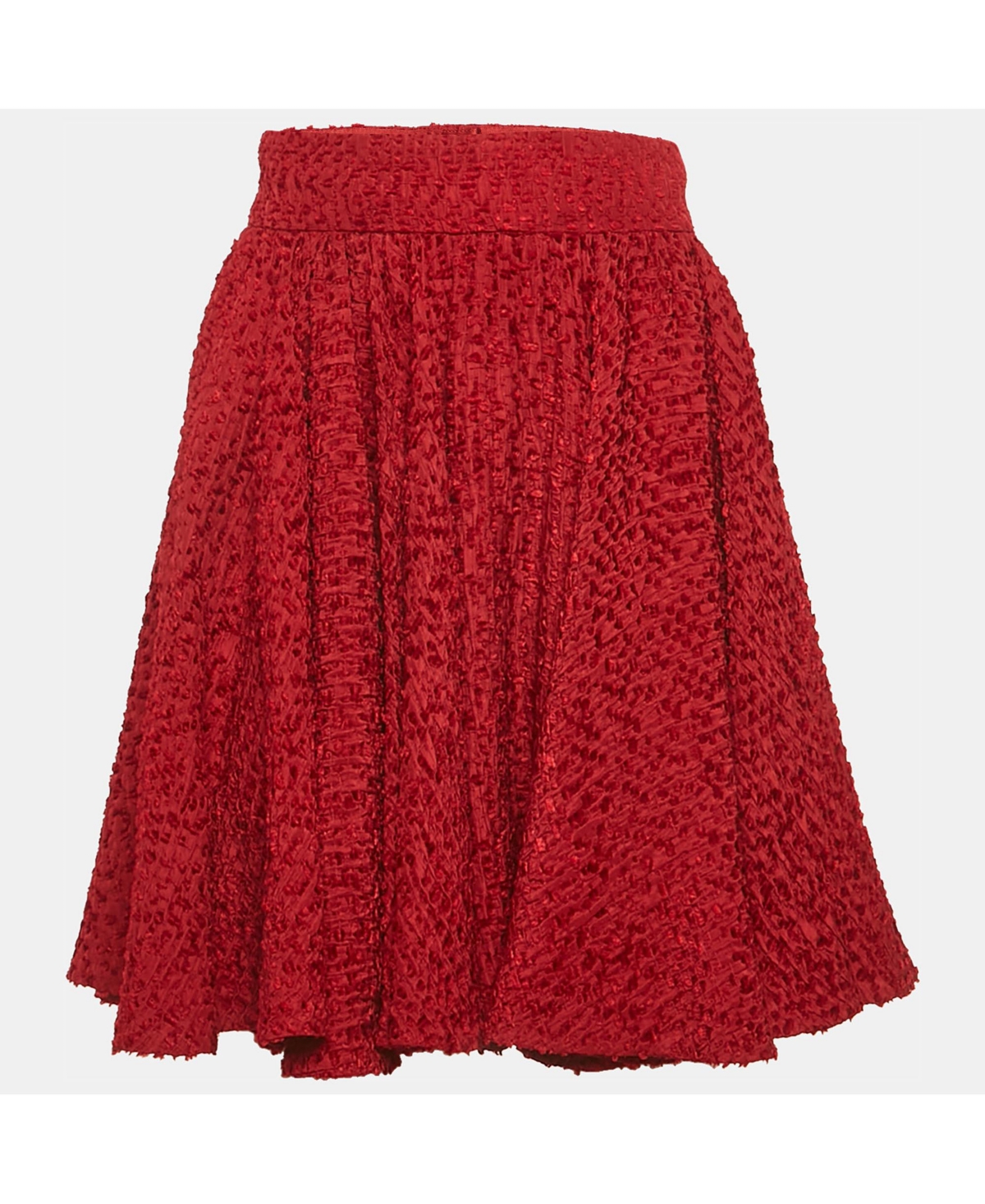 Pre-Owned Dolce & Gabbana Women's Red Swiss Dots Silk Flared Mini Skirt