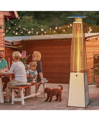 48,000 BTU Stainless Steel Pyramid Patio Flame Propane Gas Patio Heater with Wheels