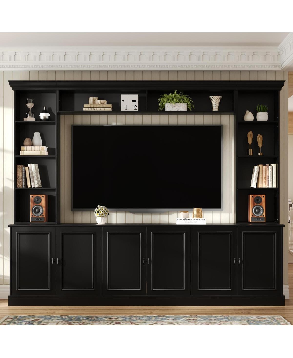 Streamdale Furniture Elegant 4-Piece Entertainment Center with Bookshelf & Tv Stand