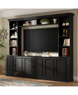 Elegant 4-Piece Entertainment Center with Bookshelf & TV Stand