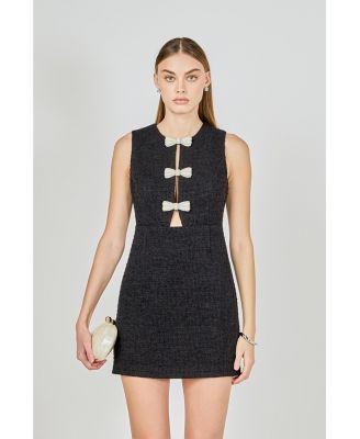 Women's Pearl Bow Mini Dress