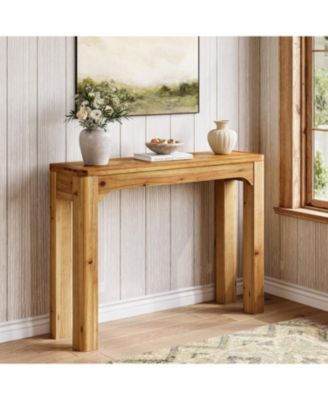 Solid Wood Console Table for Entryway, 41.3-Inch Farmhouse Sofa Table Behind Couch, Natural