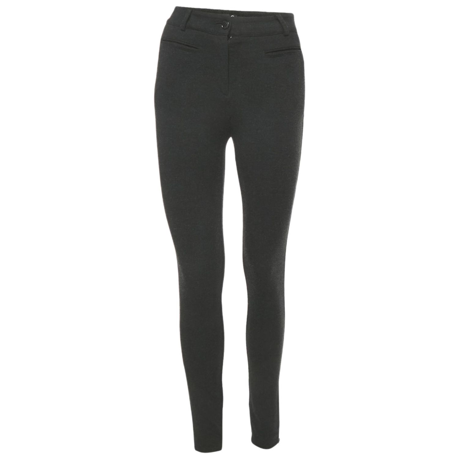 Women's Black Viscose Blend Stretch Slim Fit Trousers