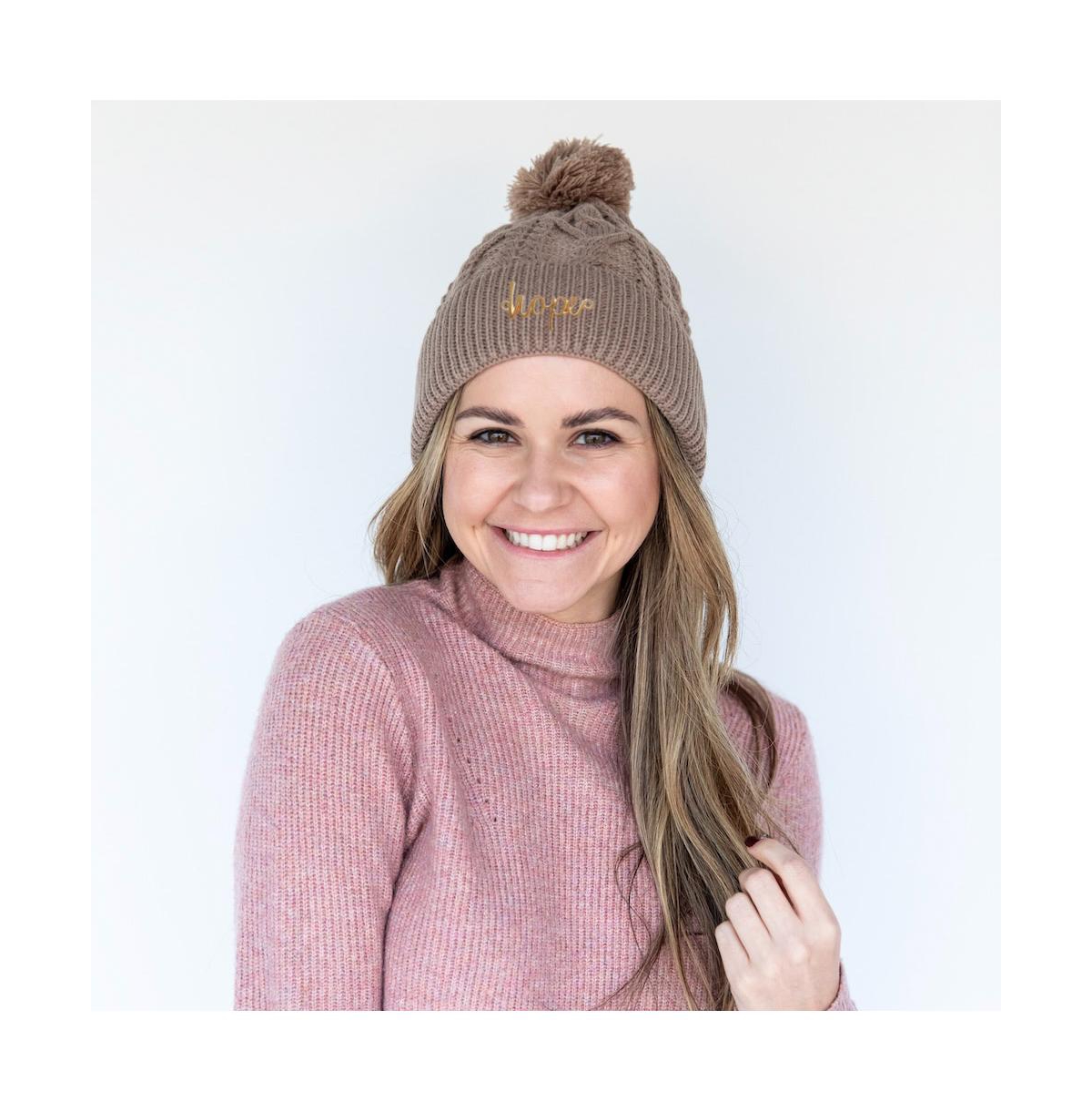 Headbands of Hope Women's Cable Knit Pom-Pom Beanie - Beige