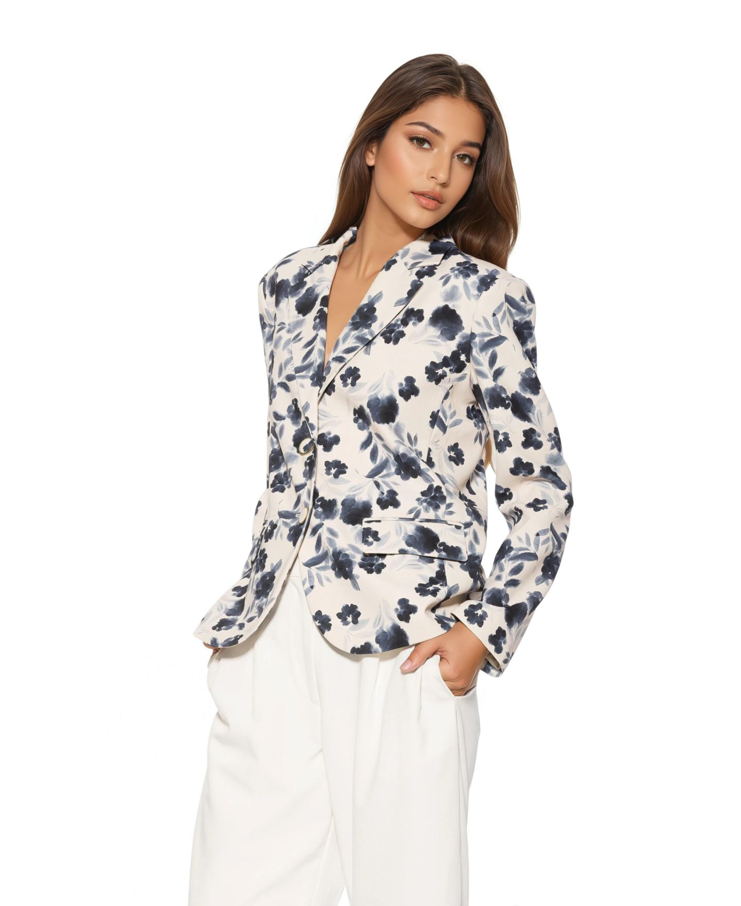 Женский пиджак Alexia Admor Noa Printed Boyfriend Blazer, цвет: Слоновая кость — фото 2