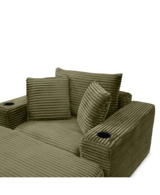 52.4" Boneless Chaise Lounge Indoor Oversized Cloud-Like Cozy Modular 3-in-1 Sofa Bed, Green