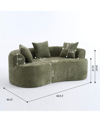 chenille self-inflating 2-seater sofa with deep cushions