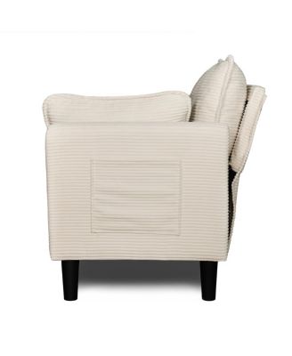 48" Corduroy Loveseat Couch with Cushions & Side Storage