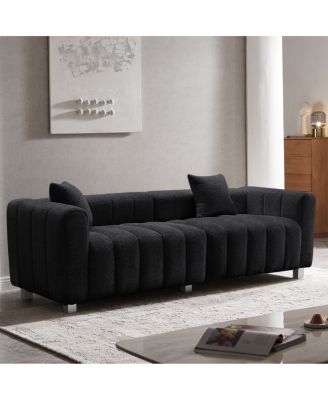 Premium Velvet 3-Seater Sofa with Metal Base and 2 Pillows