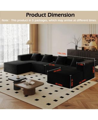 Modular Sectional Couch: Deep Seat, Memory Foam, No Assembly (4 Seats + 2 Ottomans