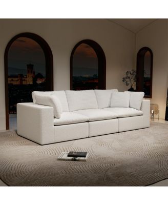  Modular Sectional Sofa Seat, Upholstered Couch, No Assembly, 3PC Free Combination, White