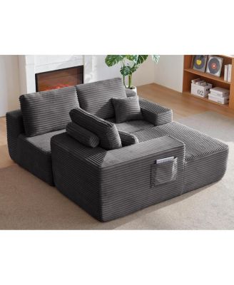 104" Cloud Sectional Sofa with L-Shape Chaise & Side Pockets, Gray, Left-facing