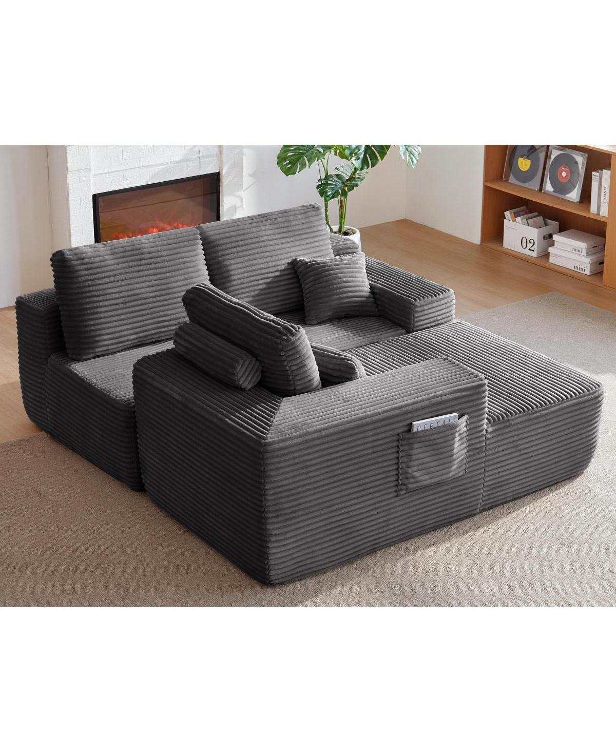 Streamdale Furniture 104" Cloud Sectional Sofa with L-Shape Chaise & Side Pockets, Gray, Left-facing