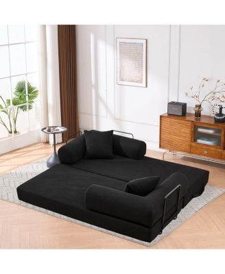 Streamdale Folding Sofa Bed, 63" Convertible Couch with 2 Pillows, Fold Out Mattress