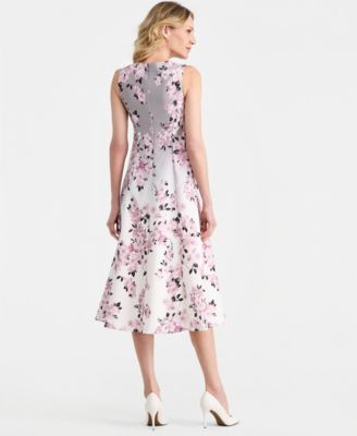 Women's Floral Print Fit & Flare Midi Dress